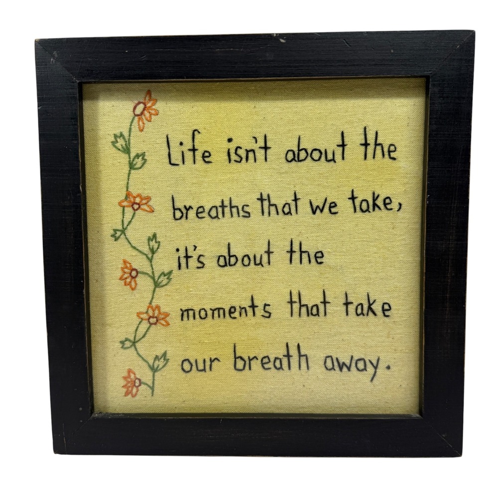 Primitives Lisa Johnson Hand Stitched Sentiments Framed Wall Art 10x10